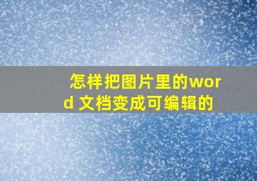 怎样把图片里的word 文档变成可编辑的